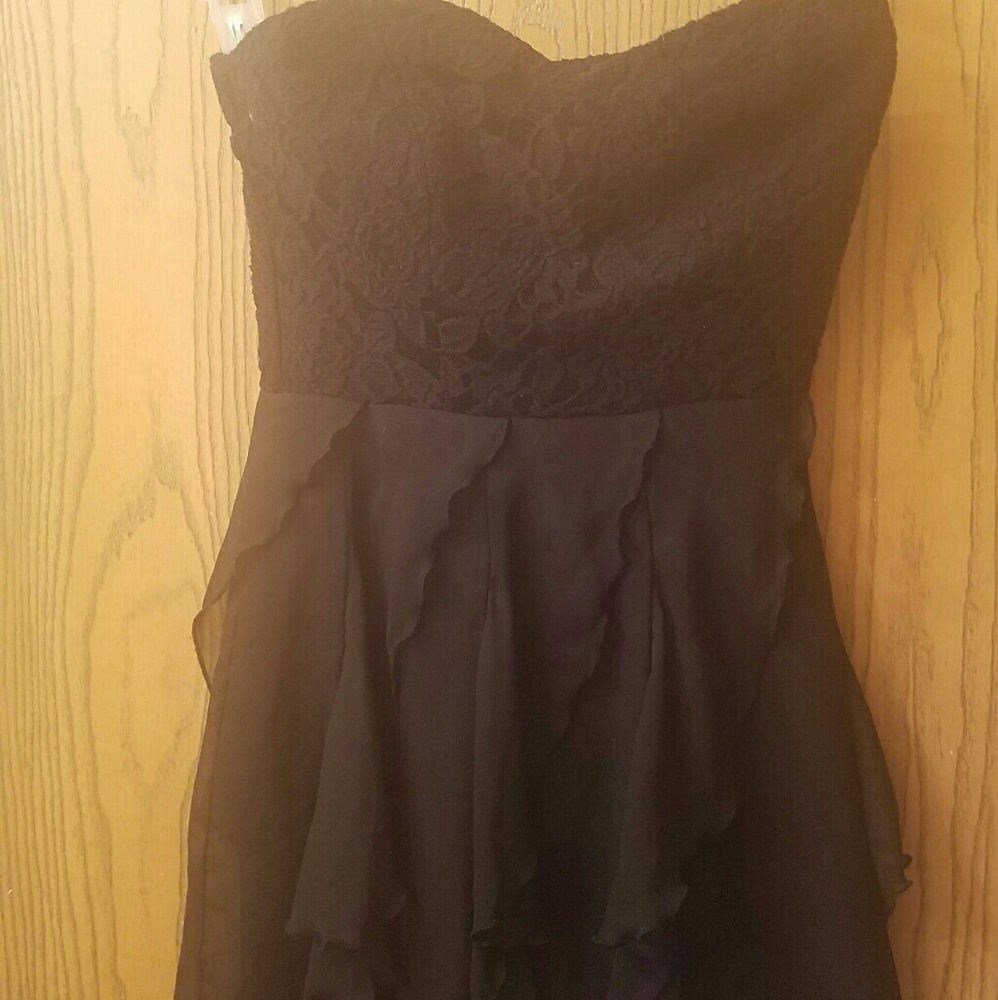 Formal black, strapless mini dress